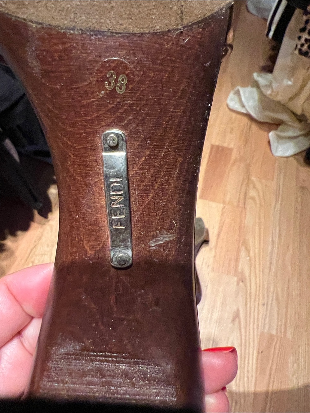 Fendi Brown Leather FF Logo Slide Mules - Picture 5 of 6